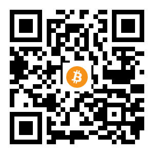 bitcoin:19eAAYDJK64H73LWgcJ4WUuzodk1S3m1om black Bitcoin QR code