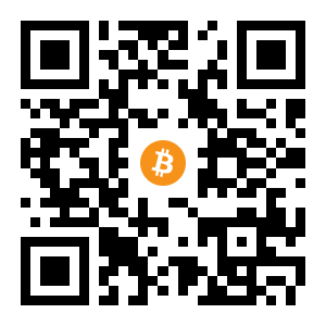 bitcoin:1BkUq3FWpTj8ew6MnxtFsfU1fc5kZA7LiT black Bitcoin QR code