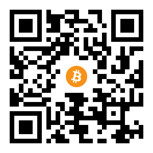 bitcoin:1CjT6mJ1ah7fyAEfkMnJuVzWV7MpccduXk black Bitcoin QR code