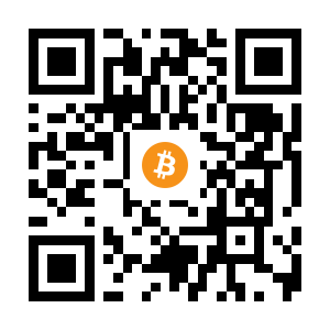 bitcoin:1CvBYVgbBG7bU8W6YvbJgdyFmyrcou3PBK black Bitcoin QR code