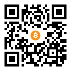 bitcoin:1E21mcxx5BSCMN1ytwk8tcymUSM4NL2j3V black Bitcoin QR code