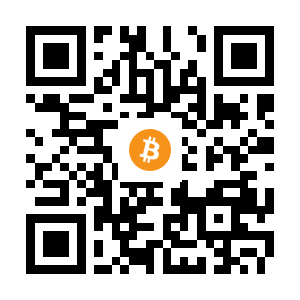 bitcoin:1E3jynoFgT8Pzf2m5raepV98PHDinTREFM black Bitcoin QR code