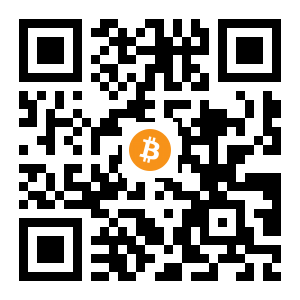 bitcoin:1E9JvfXsh5MmFaX8heNEJoYZtVtYZqHYNT black Bitcoin QR code