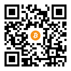 bitcoin:1E9Xdnqy5zbmBn259pxQQjd1pWyz17x3CA black Bitcoin QR code