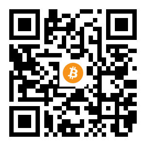 bitcoin:1F1WBVyexFfS1jEPxXLcwgueG8P7RzouCA black Bitcoin QR code