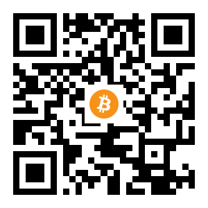 bitcoin:1KBVFXc2ZHCDT16EZXYUEqFBc4ezD8vEsi black Bitcoin QR code