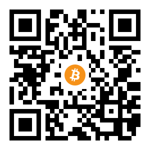 bitcoin:1P46FKTAKTqT9y21ajnGpFnURXBufR7fiV black Bitcoin QR code