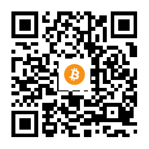 bitcoin:1PJSoMyjCYUfvw91bxnN8pKTz3ZwzbU7bM black Bitcoin QR code