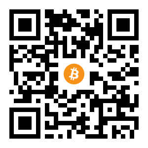 bitcoin:1PWgtAPehV6Q188v7NbFkDps55oEGz3CpB black Bitcoin QR code