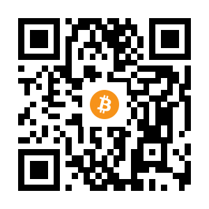 bitcoin:1PXDBjPv4y3AK3bou6AxSp3TXh3aqTphjQ black Bitcoin QR code